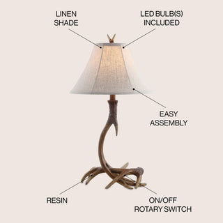 Antler 27.5" Rustic Resin LED Table Lamp - JONATHAN Y