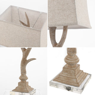 Antler 29.5" Rustic Resin/Crystal LED Table Lamp - JONATHAN Y
