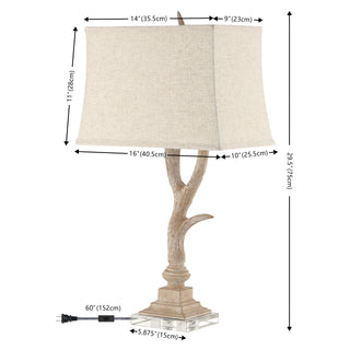 Antler 29.5" Rustic Resin/Crystal LED Table Lamp - JONATHAN Y