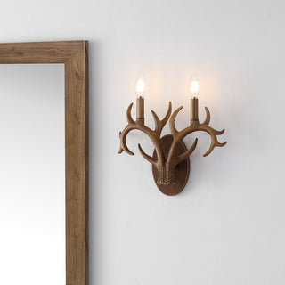 Oakley 13.25" 2-Light Southwestern Bohemian Resin/Iron Faux Antler LED Sconce - JONATHAN Y