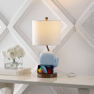 Ellie Bohemian Designer Iron/Resin Elephant LED Kids Table Lamp with Phone Stand and USB Charging Port - JONATHAN Y