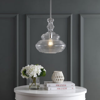 Bettina 13.37" Glass/Metal LED Pendant - JONATHAN Y