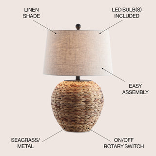 Alaro 24.5" Banana Leaf Basket LED Table Lamp - JONATHAN Y