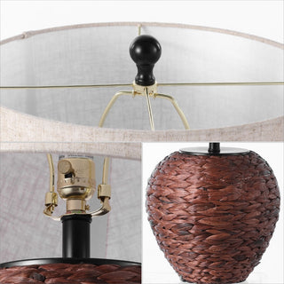 Alaro 24.5" Banana Leaf Basket LED Table Lamp - JONATHAN Y