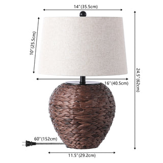 Alaro 24.5" Banana Leaf Basket LED Table Lamp - JONATHAN Y