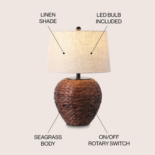 Alaro 24.5" Banana Leaf Basket LED Table Lamp - JONATHAN Y