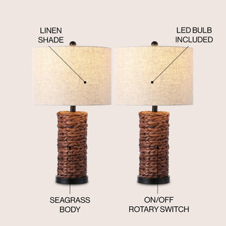 Elicia 25" Sea Grass LED Table Lamp - JONATHAN Y