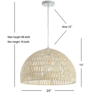 Campana 20" Bohemian Modern Woven Rattan/Iron LED Pendant - JONATHAN Y