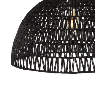 Campana 20" Bohemian Modern Woven Rattan/Iron LED Pendant - JONATHAN Y