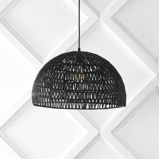 Campana 20" Bohemian Modern Woven Rattan/Iron LED Pendant - JONATHAN Y