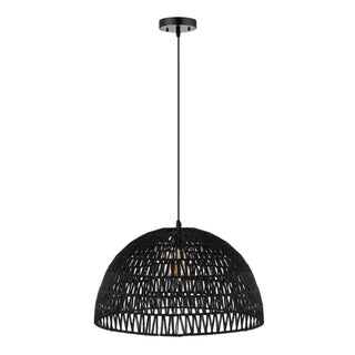Campana 20" Bohemian Modern Woven Rattan/Iron LED Pendant - JONATHAN Y