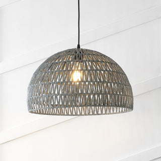 Campana 20" Bohemian Modern Woven Rattan/Iron LED Pendant - JONATHAN Y