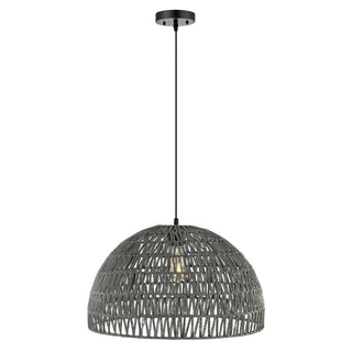 Campana 20" Bohemian Modern Woven Rattan/Iron LED Pendant - JONATHAN Y