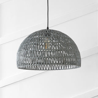 Campana 20" Bohemian Modern Woven Rattan/Iron LED Pendant