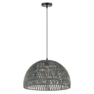 Campana 20" Bohemian Modern Woven Rattan/Iron LED Pendant - JONATHAN Y