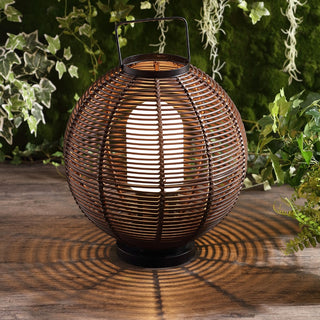 Jigu 22" Outdoor Woven Globe Asian LED Lantern - JONATHAN Y