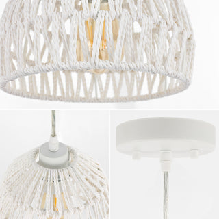 Campana 20" Bohemian Modern Woven Rattan/Iron LED Pendant