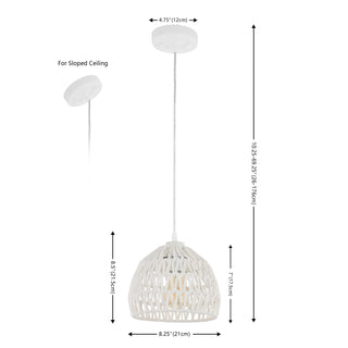 Campana 20" Bohemian Modern Woven Rattan/Iron LED Pendant