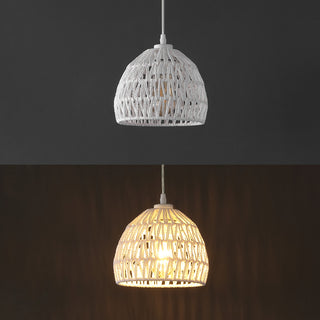 Campana 20" Bohemian Modern Woven Rattan/Iron LED Pendant