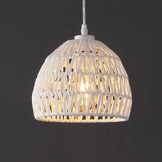 Campana 20" Bohemian Modern Woven Rattan/Iron LED Pendant