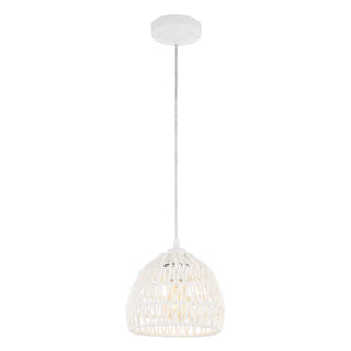 Campana 20" Bohemian Modern Woven Rattan/Iron LED Pendant