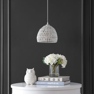 Campana 20" Bohemian Modern Woven Rattan/Iron LED Pendant