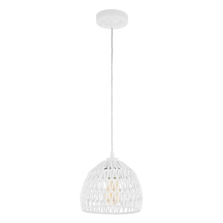 Campana 20" Bohemian Modern Woven Rattan/Iron LED Pendant