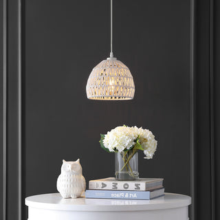 Campana 20" Bohemian Modern Woven Rattan/Iron LED Pendant