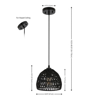 Campana 20" Bohemian Modern Woven Rattan/Iron LED Pendant