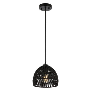 Campana 20" Bohemian Modern Woven Rattan/Iron LED Pendant