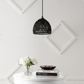 Campana 20" Bohemian Modern Woven Rattan/Iron LED Pendant