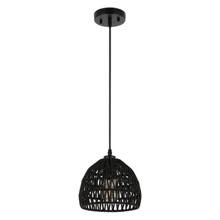 Campana 20" Bohemian Modern Woven Rattan/Iron LED Pendant