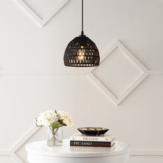Campana 20" Bohemian Modern Woven Rattan/Iron LED Pendant