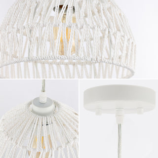 Campana 20" Bohemian Modern Woven Rattan/Iron LED Pendant