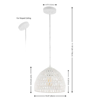 Campana 20" Bohemian Modern Woven Rattan/Iron LED Pendant