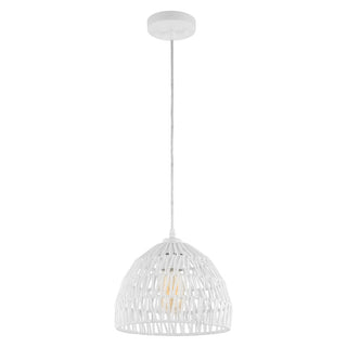 Campana 20" Bohemian Modern Woven Rattan/Iron LED Pendant