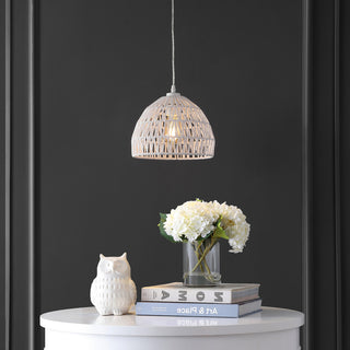 Campana 20" Bohemian Modern Woven Rattan/Iron LED Pendant