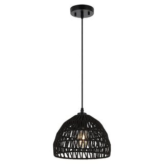 Campana 20" Bohemian Modern Woven Rattan/Iron LED Pendant