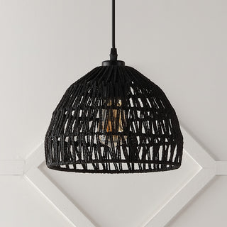 Campana 20" Bohemian Modern Woven Rattan/Iron LED Pendant