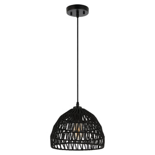 Campana 20" Bohemian Modern Woven Rattan/Iron LED Pendant