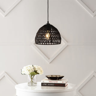 Campana 20" Bohemian Modern Woven Rattan/Iron LED Pendant