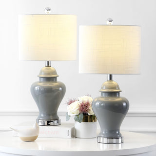 Qin 22" Ceramic/Iron Classic Cottage LED Table Lamp - JONATHAN Y