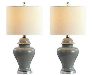 Qin 22" Ceramic/Iron Classic Cottage LED Table Lamp - JONATHAN Y