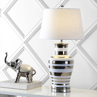 Zilar Striped 28.75" Ceramic/Iron Classic Modern LED Table Lamp - JONATHAN Y