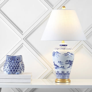 Zhou 26.5" Ceramic/Iron Traditional Cottage LED Table Lamp - JONATHAN Y