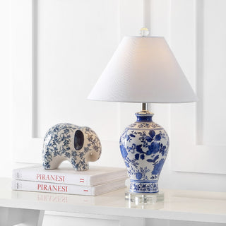 Song 21.5" Ceramic/Crystal Chinoiserie Floral LED Table Lamp - JONATHAN Y