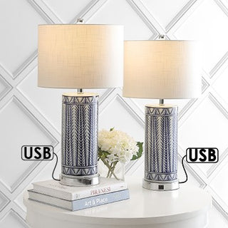 Sulka 27" Ceramic/Iron Contemporary USB Charging LED Table Lamp - JONATHAN Y