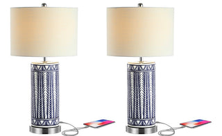 Sulka 27" Ceramic/Iron Contemporary USB Charging LED Table Lamp - JONATHAN Y