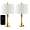 Bennett 22.75" Modern Glam Iron Hourglass LED Table Lamp with USB Charging Port