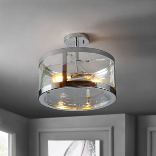 Herndon 15" Iron/Glass Modern LED Flush Mount - JONATHAN Y